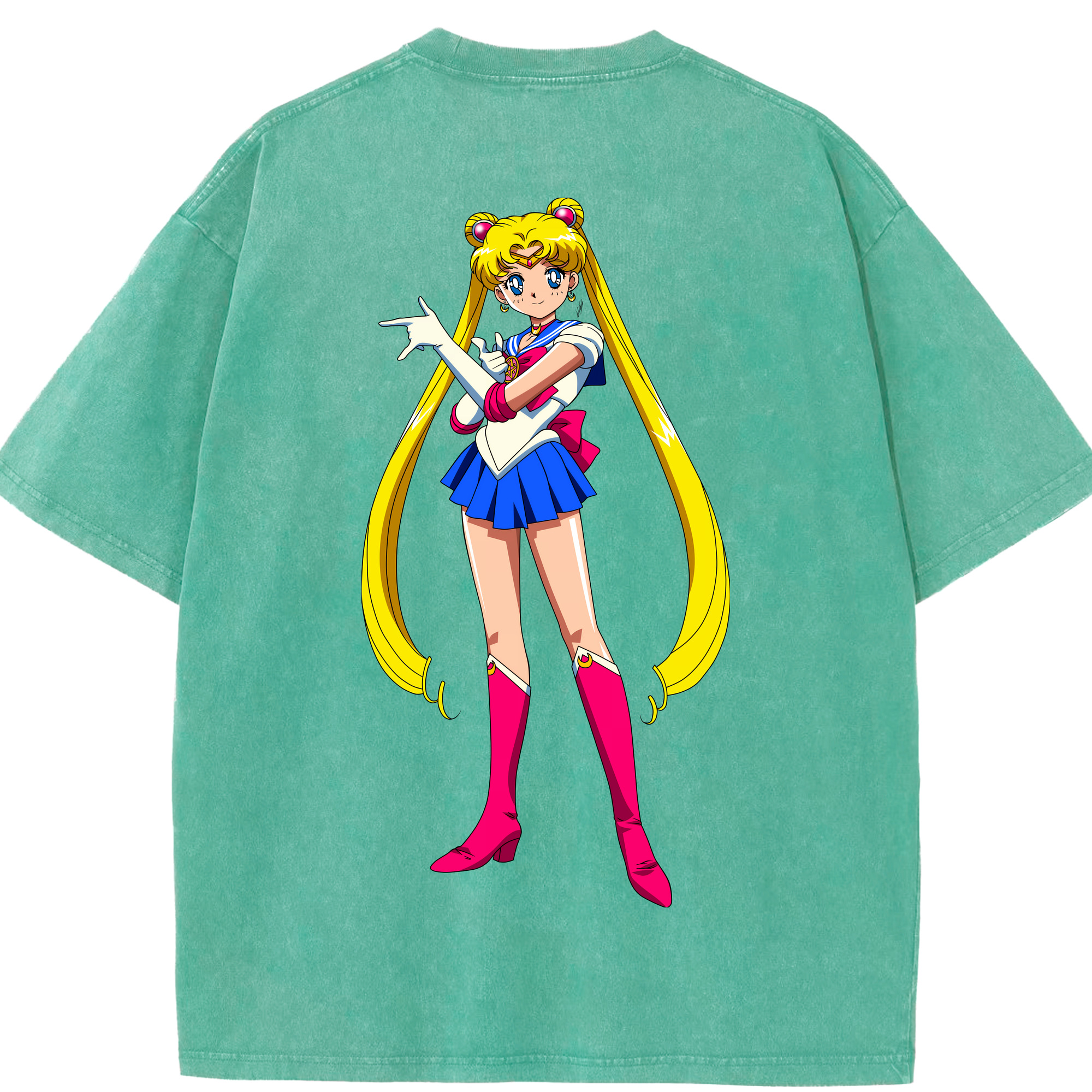 （画像用） 美少女戦士セーラームーン 月野 うさぎ つきの うさぎ Sailor Moon Tsukino Usagi 綿100% ヴィンテージ風 半袖Tシャツ（背面プリント）